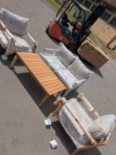 Bramblecrest 2x Bordeaux Sofa Chair with Rectangle Coffee Table - FSC Teak (2 Seat Sofa NOT