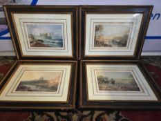 A set of 4 landscapes after Joeph Mallord William Turner Conway Castle, St Agathas Abbey, Easby, Bol