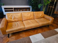 Portland A large upholstered tan sofa 250 x 87.x 80cm