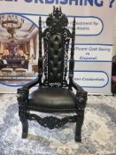 Grand Ebony Throne Chair with Lion Monopodia Make a powerful statement with this magnificent antique