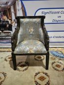 Ebonised French Empire Style Fauteuil Inspired by the opulent designs of F. H. G. Jacob-Desmalter, t