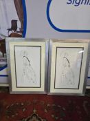 2 x framed prints after drawing after Paul César Helleu (French 1859 - 1927) glazed and framed 54 x