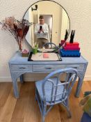 Hekman Style Desk is a true statement piece, exuding character with its distressed blue and white pa