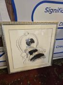 Framed print after drawing after Paul César Helleu (French 1859 - 1927) glazed and framed 96 x 92cm