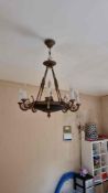 An Empire style chandelier painted enamelled and patinated bronze 8 arm 600 x 700mm
