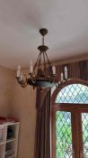 An Empire style chandelier painted enamelled and patinated bronze 8 arm 600 x 700mm