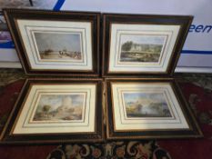 A set of 4 landscapes after Joeph Mallord William Turner Fishmarket on the Sands, Hastings, Borthwic
