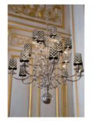 Christofle, Marcel Wanders Jardin d'Eden 20 lamp chandelier with smoked glass shades Height 800mm He
