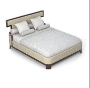 Thomas Pheasant for Baker Furniture Eastern King Cream Leather Luxe Bed Frame 211 x 211 x 120cm seat