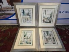 A set of 4 limited edition prints London Pastimes numbered and signed glazed and framed Ref 054