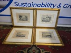 A set of 4 x prints London Bridges after original by William Tombleson (1795-1846) glazed and fram