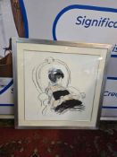 Framed print after drawing after Paul César Helleu (French 1859 - 1927) glazed and framed 96 x 92cm
