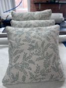 Cushions 3 x scatter Cusions in off white and floral print with feather interior 18 x 18 inch