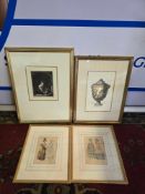 A set of 4 prints (1)Gerrit Dou (Leiden 1613-Leiden 1675) - A Maidservant Scouring a Brass Pan at