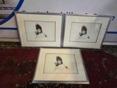 A set of 3 framed print head portraits woman after Paul César Helleu (French 1859 - 1927) 54 x