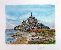 Le Monte St Michelle - Pierre Eugene Cambier (1914-2000) Limited Edition 72/450 - Mounted 31 x 26cm