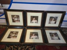 This set of six framed and glazed prints features notable portrait reproductions: two after George