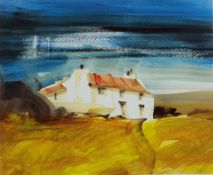 Hilltop Cottage - Sue Howells (British, b.1948) Signed Limited Edition Print 34/95 - Mounted 49 x
