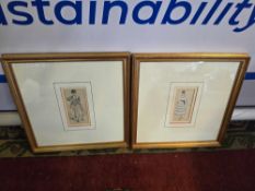 This set of two framed and glazed prints showcase captivating Costume Designs, each measuring 30 x