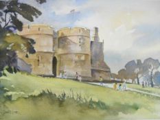 Watercolour Denis Lord (British, 1926 - 2013) The Gatehouse Rockingham Castle signed watercolour
