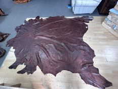 Hide 100% leather tanned cow hide in Dark brown 5.5 sq ft MG12