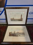 A set of 2 prints View of Blackfriars Bridge and St. Paul's from the Patent Shot Manufactory on