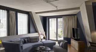 Shuffles Interior Contracts fully lined two tone grey and blue drapes comprising of panels 240cm
