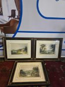 A set of 3 landscape prints after Francis Nicholson (1753-1844) King Alfreds Tower Stourhead (View