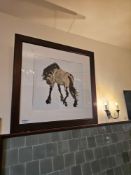 A framed art print after Xu Beihong (Chinese, 1895 – 1953), titled 'A Standing Horse’. This large