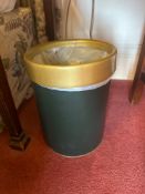 Cylindrical Waste Bin in Dark Green with Gold Rim ( Loc Room 3 )