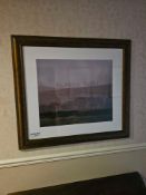 Framed and glazed landscape print 97 x 89cm