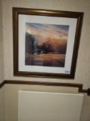 Framed and glazed landscape print 94 x 94cm