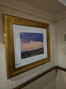 Framed and glazed landscape print 92 x 82cm