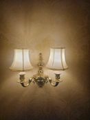 2 x Georgian style traditional dual-arm electrical wall sconce, constructed from polished brass or a