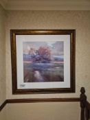 Framed and glazed landscape print 94 x 94cm