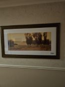 Framed and glazed landscape print 132 x 74cm