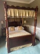 A William IV style mahogany four-poster tester bed with canopy. Constructed from dark mahogany