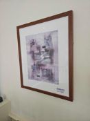 A modern framed mixed-media collage print, featuring a composition centred on golf-related