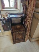 An Edwardian inlaid rosewood fall-front coal purdonium, in the late 19th or early 20th century