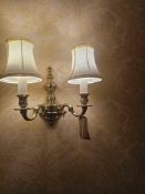 2 x Georgian style traditional dual-arm electrical wall sconce, constructed from polished brass or a