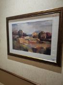 Framed and glazed landscape print 122 x 94cm