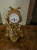 A New Haven gilt bronze coloured figural mantel clock, featuring a classical female allegorical