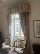 Pair of Traditional Drapes with Gathered Valance A pair of full-length traditional draperies with