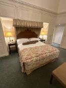 A Georgian style carved mahogany bed with canopy, complete with Vispring Superking mattress and