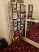 A contemporary floor-standing promotional leaflet display rack, primarily constructed from a