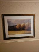 A print titled 'Mellow Evening Glow' by Robert Striffolino. The artwork depicts an atmospheric field