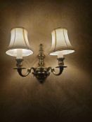 2 x Georgian style traditional dual-arm electrical wall sconce, constructed from polished brass or a