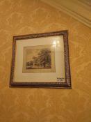 A framed landscape print after Michael Angelo Rooker ARA (British, 1746 or 1743 – 3 March 1801)