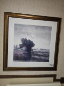 Framed and glazed landscape print 102 x 102cm