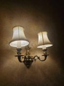 2 x Georgian style traditional dual-arm electrical wall sconce, constructed from polished brass or a